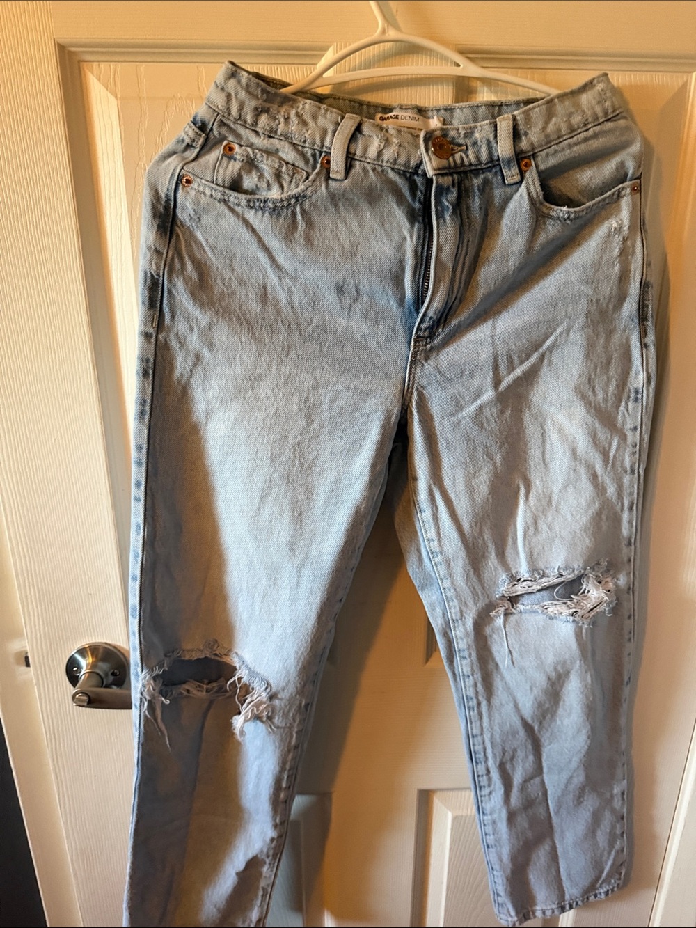 Garage Denim Light Wash Vintage Straight Jeans - Light Blue